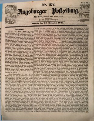 Augsburger Postzeitung Montag 30. September 1844