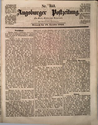 Augsburger Postzeitung Mittwoch 18. Dezember 1844
