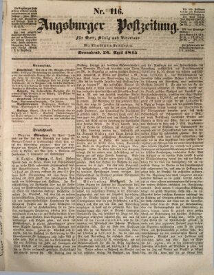 Augsburger Postzeitung Samstag 26. April 1845