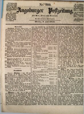 Augsburger Postzeitung Montag 9. Juni 1845