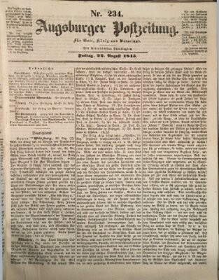 Augsburger Postzeitung Freitag 22. August 1845