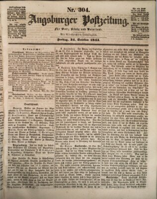 Augsburger Postzeitung Freitag 31. Oktober 1845