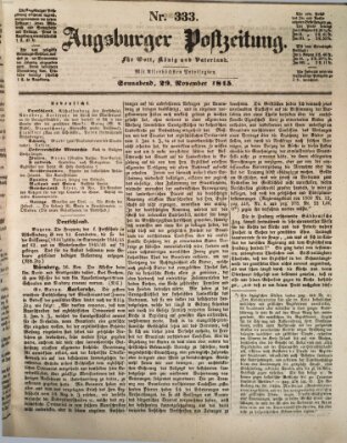 Augsburger Postzeitung Samstag 29. November 1845
