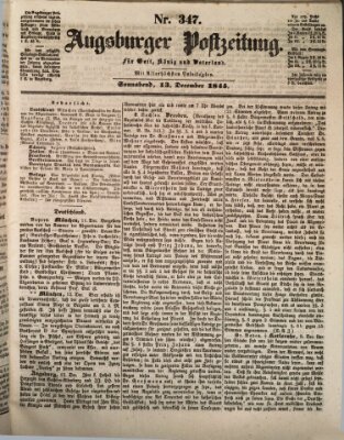 Augsburger Postzeitung Samstag 13. Dezember 1845
