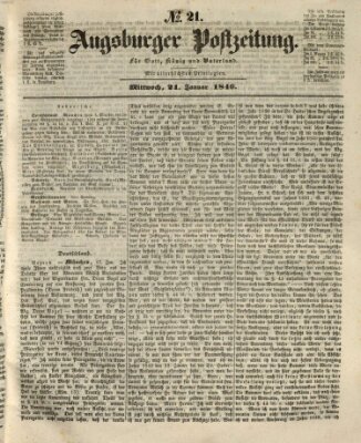 Augsburger Postzeitung Mittwoch 21. Januar 1846