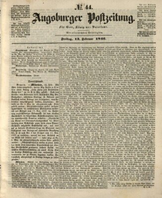 Augsburger Postzeitung Freitag 13. Februar 1846