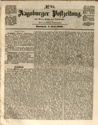 Augsburger Postzeitung Samstag 4. April 1846
