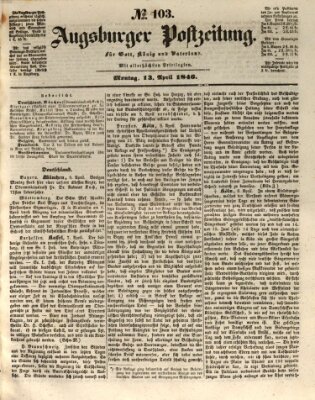 Augsburger Postzeitung Montag 13. April 1846