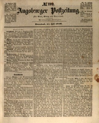 Augsburger Postzeitung Samstag 11. Juli 1846