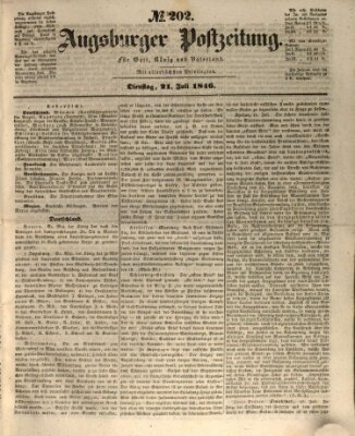 Augsburger Postzeitung Dienstag 21. Juli 1846
