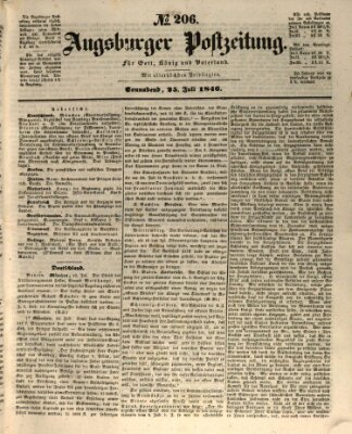 Augsburger Postzeitung Samstag 25. Juli 1846