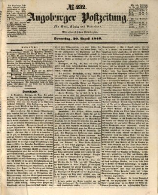 Augsburger Postzeitung Donnerstag 20. August 1846
