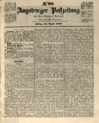 Augsburger Postzeitung Freitag 21. August 1846