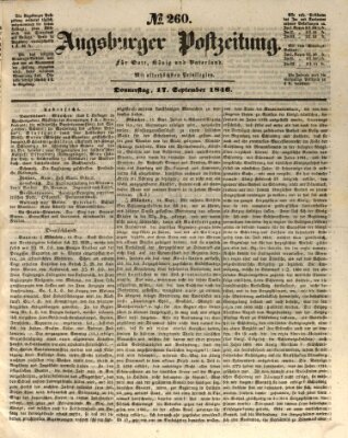 Augsburger Postzeitung Donnerstag 17. September 1846