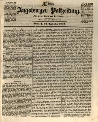 Augsburger Postzeitung Mittwoch 23. September 1846