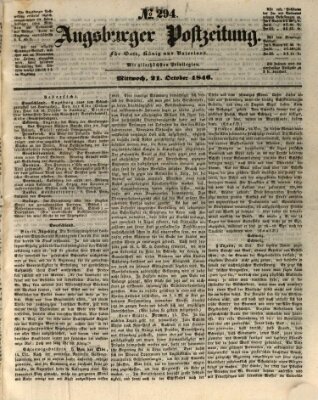 Augsburger Postzeitung Mittwoch 21. Oktober 1846
