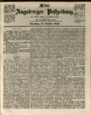 Augsburger Postzeitung Donnerstag 17. Dezember 1846