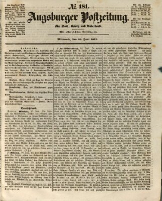 Augsburger Postzeitung Mittwoch 30. Juni 1847