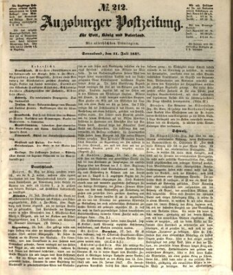 Augsburger Postzeitung Samstag 31. Juli 1847