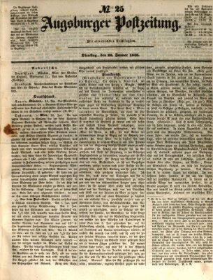 Augsburger Postzeitung Dienstag 25. Januar 1848