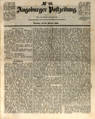 Augsburger Postzeitung Dienstag 22. Februar 1848