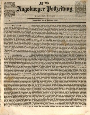 Augsburger Postzeitung Donnerstag 1. Februar 1849