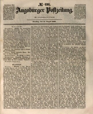 Augsburger Postzeitung Dienstag 14. August 1849