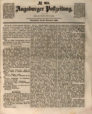 Augsburger Postzeitung Samstag 29. September 1849