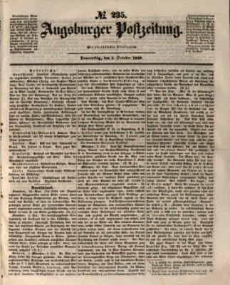 Augsburger Postzeitung Donnerstag 4. Oktober 1849