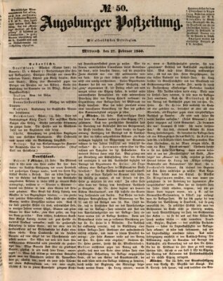 Augsburger Postzeitung Mittwoch 27. Februar 1850