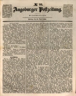 Augsburger Postzeitung Freitag 19. April 1850