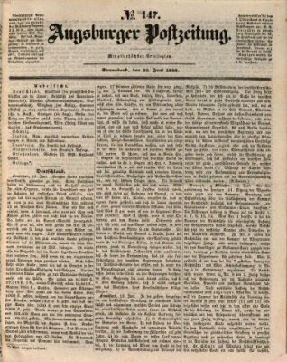Augsburger Postzeitung Samstag 22. Juni 1850