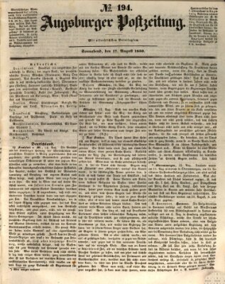 Augsburger Postzeitung Samstag 17. August 1850