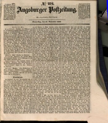 Augsburger Postzeitung Donnerstag 21. November 1850