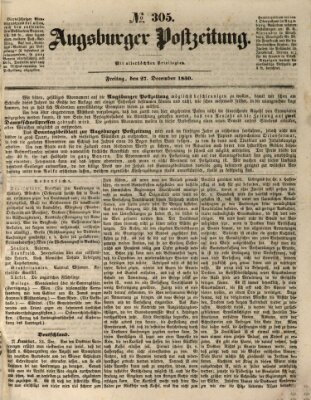 Augsburger Postzeitung Freitag 27. Dezember 1850