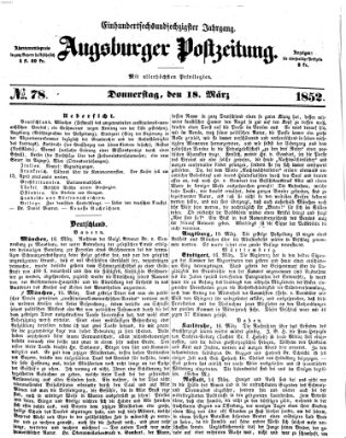 Augsburger Postzeitung Donnerstag 18. März 1852
