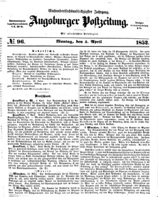 Augsburger Postzeitung Montag 5. April 1852
