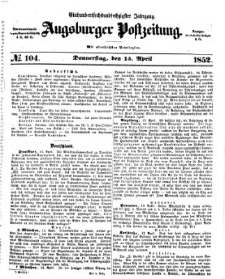 Augsburger Postzeitung Donnerstag 15. April 1852