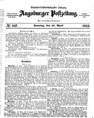 Augsburger Postzeitung Sonntag 18. April 1852