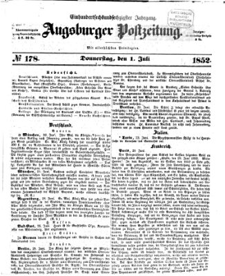 Augsburger Postzeitung Donnerstag 1. Juli 1852