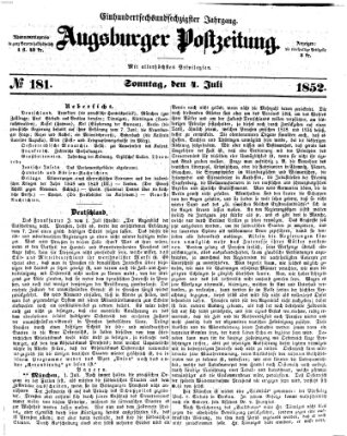 Augsburger Postzeitung Sonntag 4. Juli 1852