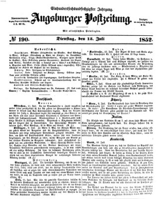 Augsburger Postzeitung Dienstag 13. Juli 1852