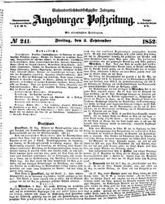 Augsburger Postzeitung Freitag 3. September 1852