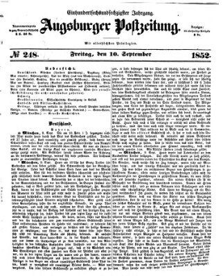 Augsburger Postzeitung Freitag 10. September 1852