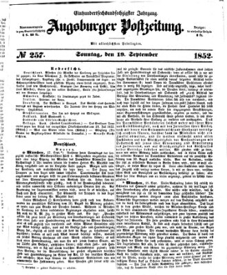 Augsburger Postzeitung Sonntag 19. September 1852
