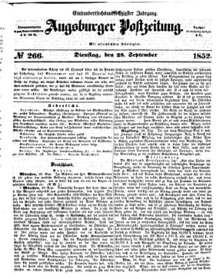 Augsburger Postzeitung Dienstag 28. September 1852