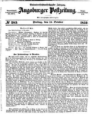 Augsburger Postzeitung Freitag 15. Oktober 1852