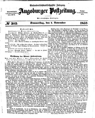 Augsburger Postzeitung Donnerstag 4. November 1852