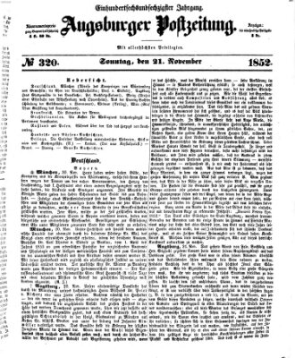 Augsburger Postzeitung Sonntag 21. November 1852