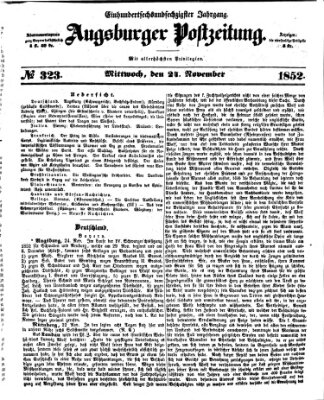 Augsburger Postzeitung Mittwoch 24. November 1852